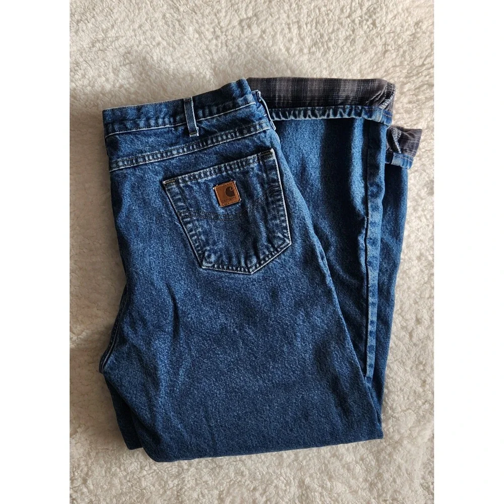Carhartt B172 DST Relaxed Fit Flannel Lined Denim Jeans‎ Men's Size 40x32 - Flaw
